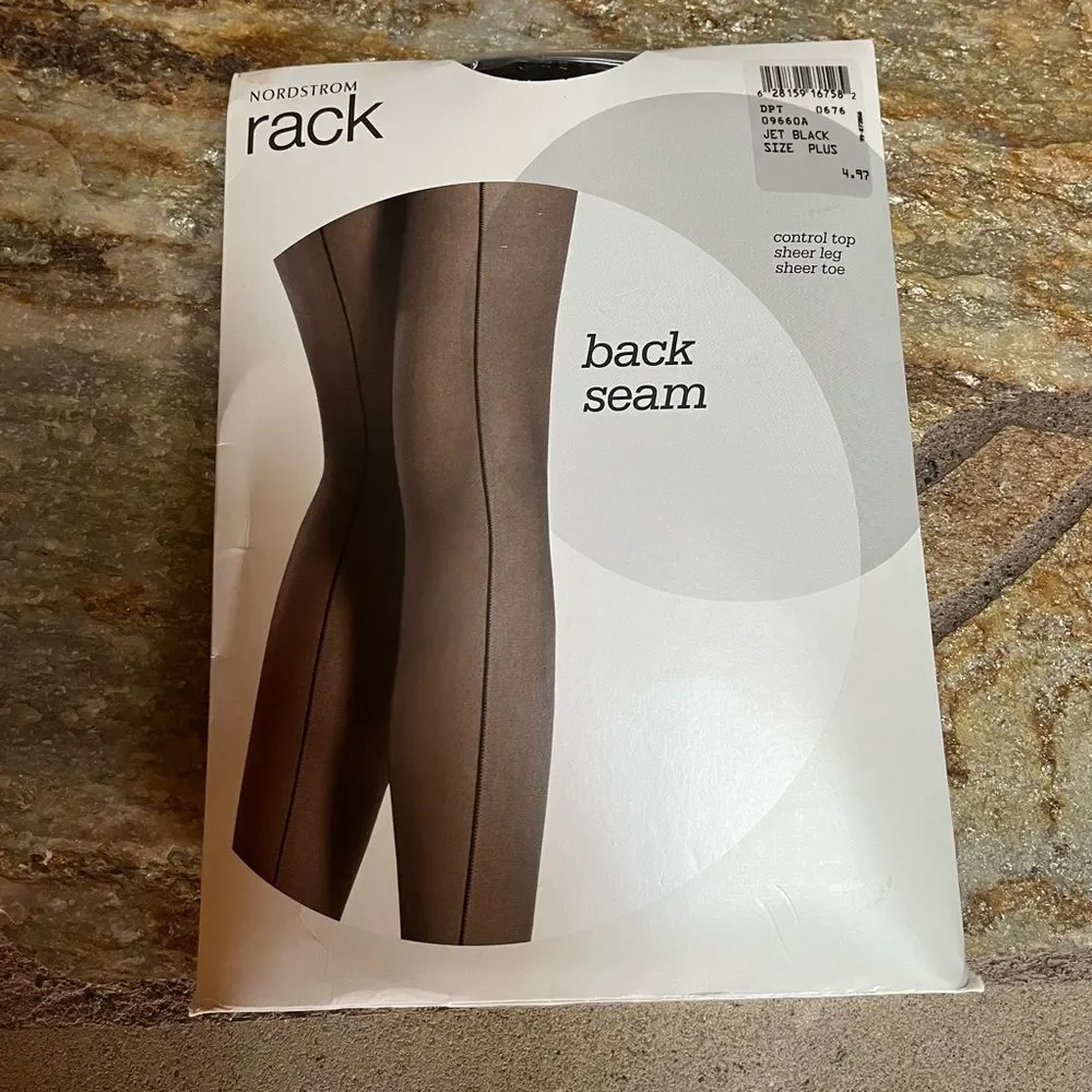 Nordstrom Rack Vintage Back Seam Tights black plus size
